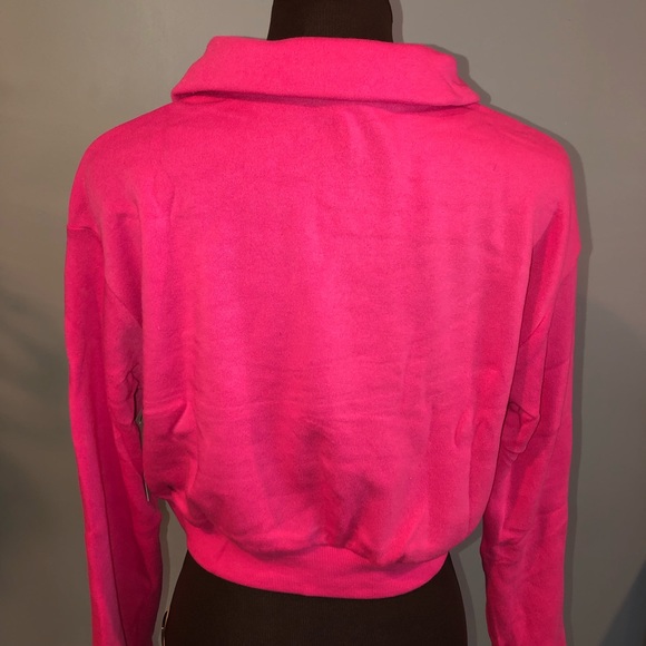 Pink Cropped Polo Style Sweatshirt - Picture 4 of 5